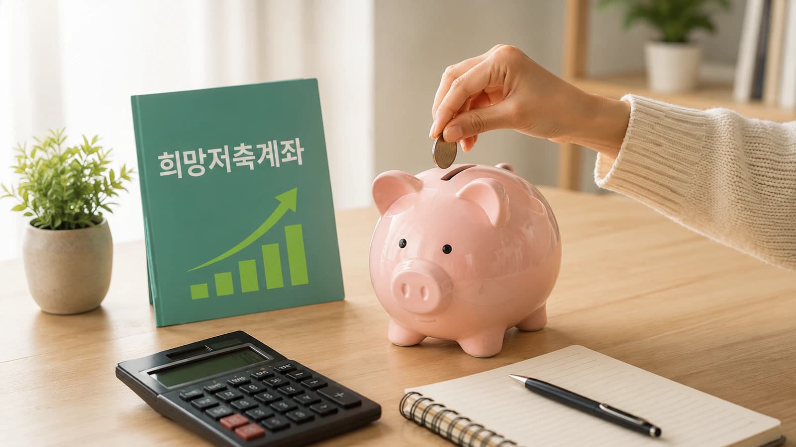 가계부와 저축 계획을 확인하는 근로 가구